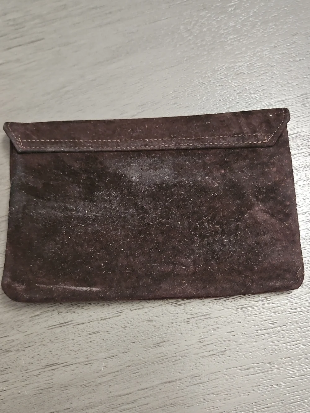 Vintage ROLF'S Brown Suede Leather Clutch Wallet 7.25x5 Holds Phone VGUC